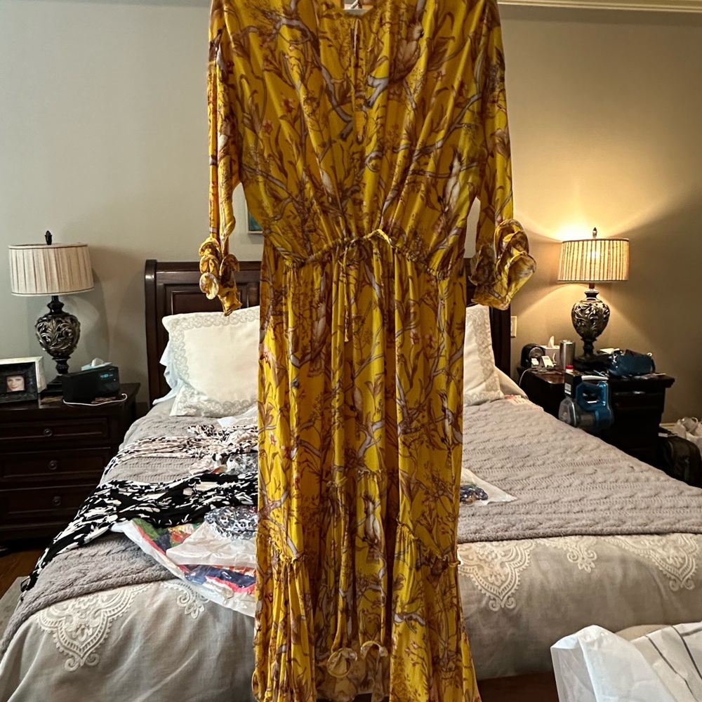 Pre-owned Johanna Ortiz x H&M Crêped Maxi Dress sz XL Yellow